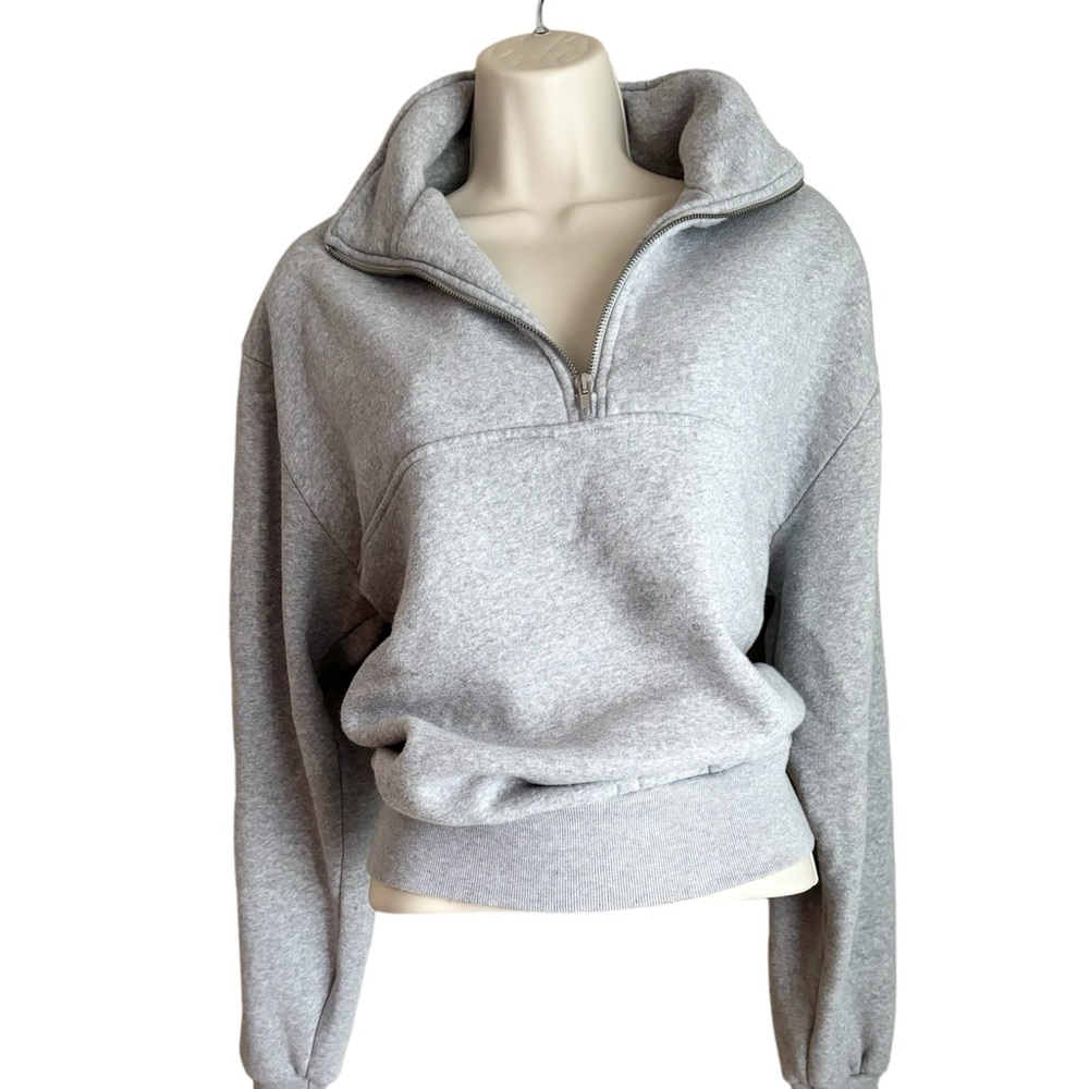 Brandy Melville Grey Quarter Zip  Sweatshirt S M - Picture 2 of 12